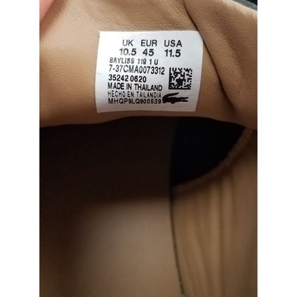 Lacoste Men's Sz. 11.5  Bayliss 119 1 U Black/White Leather Sneaker - Picture 7 of 8